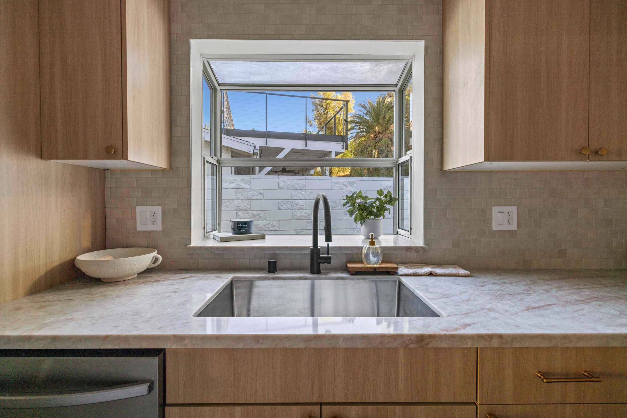 Garden window above the kitchen sink
