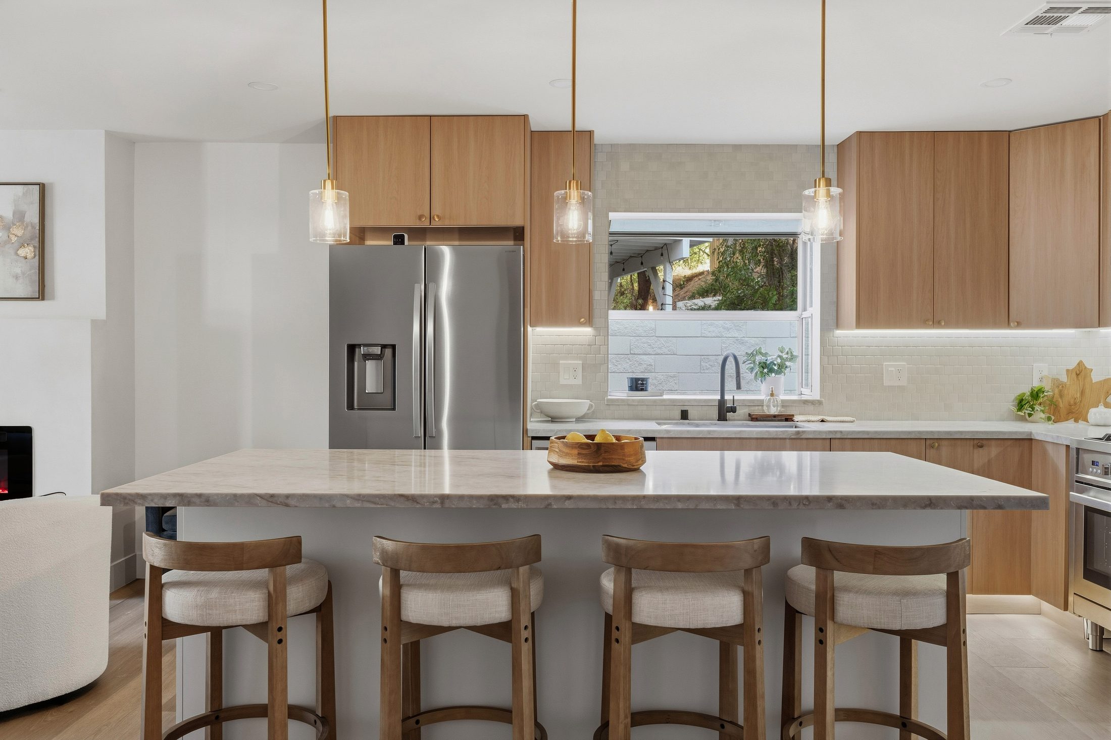 Oversized kitchen island with seating for four